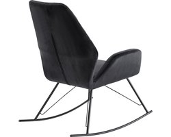 Rocchair - Design Relaxfauteuil Fluweel-Metaal - Gestoffeerde Fauteuil met Frame - Moderne Rocchair Fauteuil - Zwart - 73x94x84 cm