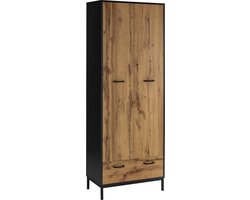 Rocco - Garderobekast Zwart Eiken (180 x 65 x 25 cm)