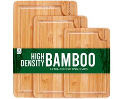 Rochester Snijplanken Hout – Borrelplank – PFAS-Vrije Snijplankenset 3-Delig – Serveerplank Organisch Bamboe – Tapasplank Luxe Design – Hygiënisch en Duurzaam