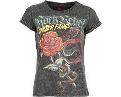 Rock Rebel by EMP grijs gewassen look T-shirt met rozen en slangen Vrouwen - M