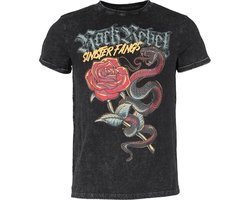 Rock Rebel by EMP zwart gewassen look T-shirt met rozen en slangen Mannen - L