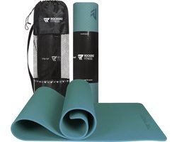 Rockerz Deluxe Yoga mat - Fitness mat - Sport mat - Yogamat anti slip & eco - Extra Dik - Duurzaam TPE materiaal - Incl Draagtas - Kleur: Petrol