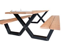Rockwood® Picknicktafel Cross Over (Salie Groen) 2.00m Exclusief 8 afgeronde hoeken