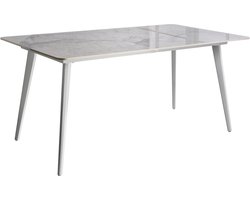 RODALLO - Tuintafel - Wit marmer - 160 x 90 cm - Gesinterde steen