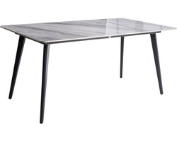 RODALLO - Tuintafel - Zwart/Grijs marmer - 160 x 90 cm - Steen