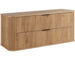 RODAN - Badkamerkast ELEGANCE 120cm met Aanrechtblad - Gegroefde voorkant - Badkamermeubel - Eiken Craft