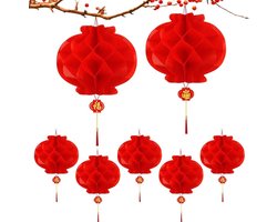 Rode Chinese Lantaarns - 20 Stuks - 18cm - Chinese Decoratie - Hangende Decoraties - Gelukkige Traditionele - Chinese Rode Papieren Lantaarns - Geschikt Voor Traditionele Chinese Lantaarns - Rood