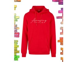 Rode dames hoodie “Amazing” | maat XL/40-42