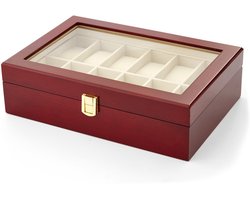 Rode Houten Kist - Voor 12 Horloges