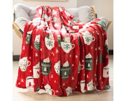 Rode kerstdeken, bankhoes, bedlaken, slaapdeken, deken voor middagrust, airconditioningdeken, kerstdeken, 150 cm x 200 cm