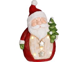 Rode Kerstman met LED Verlichting In Zijn Buik - 27,5 x 15 x 41 cm