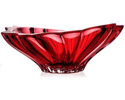 Rode kristallen schaal PLANTICA - Bohemia Kristal - luxe fruitschaal rood - 33 cm
