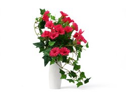 Rode kunstplant in pot - Nep Planten - Voor Binnen en Buiten- Kamer decoratie-Kunstbloemen