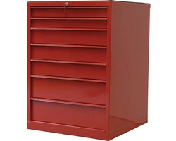 Rode ladekast – industrieel model – 7 laden – met cilinderslot MW Tools DERLK7