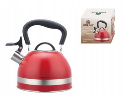 Rode Stalen Waterkoker met Fluitje - 1,8L