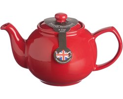 Rode theepot met theesnor 6 kopjes 1100 ml