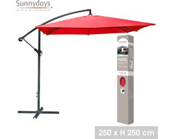 RODE VIERKANTE GEDEPORTEERDE PARASOL 250X250CM 180GR CANVAS