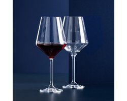 Rode Wijnglazen Set van 2 – 550 ml – Elegant Design met Getrokken Steel – Luxe Glazen voor Rode Wijn