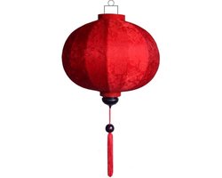 Rode zijden Chinese lampion lamp rond - G-RD-45-S