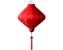 Rode zijden Japanse lampion lamp diamant D-RD-45-S