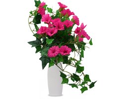Rode/Roze kunstplant in pot - Nep Planten - Voor Binnen en Buiten- Kamer decoratie-Kunstbloemen