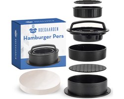 Roegaarden hamburgerpers - Tofu pers - BBQ accessoires - 100x wax papier - zwart