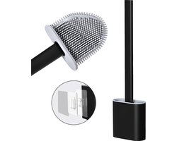 Roegaarden WC Borstel met Houder – Toiletborstel – Siliconen – Vrijstaand En Hangend – Zwart