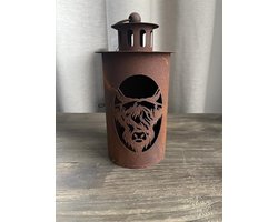 Roest kandelaar met Hooglander- woondecoratie- Najaar- Kerst- Sint- Landelijk
