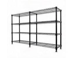 Roestbestendig 4-Laags Stalen Rek - Verstelbaar Opbergrek - 480KG Capaciteit - 180 × 40 × 151 cm - Vochtbestendig voor Keuken en Kelder