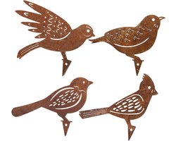 Roestige metalen vogels tuindecoratie rustieke decoratie gazon huis tuin - set van 4 .