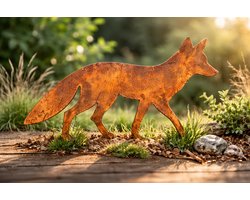Roestige Vos Tuindecoratie – Cortenstaal - Metalen Silhouet voor in de grond – Lokaal Geproduceerd - Grondprikker - Tuinsteker - Tuinprikker - Tuinornament