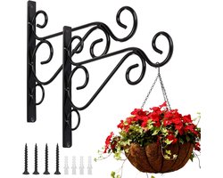 Roestvrij Staal Ophangbeugels - Stevige Wandhaak - Voor Vogelvoeders, Lantaarns & Windgongen - Buiten & Tuin Decoratie - Zwart - 2 stuks