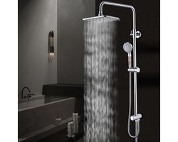 Roestvrij staal verstelbare douchezuil wandgaten regendoucheset 28x18 cm vierkant handdouche 5 functies regendouche zonder kraan