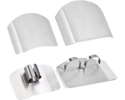 Roestvrij Staal Vingerbeschermer Set van 4 Stuks voor Veilig Snijden in de Keuken