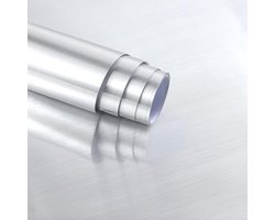 Roestvrij Staal Zelfklevend Behang - Muurdecoratie - Waterdicht en oliebestendig - 60 cm x 5 m - Zilver