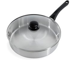 Roestvrij Stalen 28 Cm Hoge Zijdige Sauté Pan Met Deksel – Inductie Geschikt, - Satijn Afwerking, - Stay Cool Handvat