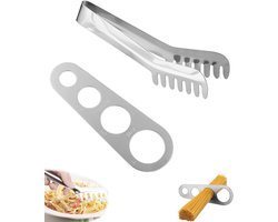 Roestvrij stalen dinertang voor spaghetti met spaghetticlip - keukengereedschap - 2 stuks
