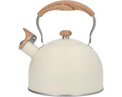 Roestvrij Stalen Fluitende Theeketel 2,5 Liter - Waterkoker voor Gasfornuis met Houten Handvat