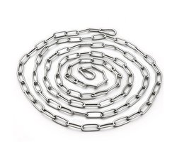 Roestvrij stalen ketting per meter, 2 m lange metalen ketting met 5 mm diameter, inclusief 2 veiligheidsgespen, ideaal voor linnen, decoratie en tuinaccessoires