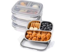 Roestvrij Stalen Snackdoos met 3 Vakken - 600ml - Voor Kinderen en Volwassenen - Voor School en Werk