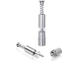 Roestvrij Stalen Zout en Pepermolen Set - Handmatig Hervulbaar - Met Drukknop - Duimmolen - Zilver-Wit - Luxe Kwaliteit - Instelbare Maalgraad