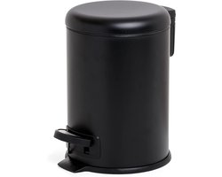 Roestvrijstalen badkameremmer met voetpedaal - 3 liter - uitneembare binnenkant - gevoerde valsluiting - BPA-vrij - zwart - 175 x 225 x 25 cm