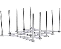 Roestvrijstalen BBQ-ribbenset - Verstelbaar en uitschuifbaar rooster - Voor het grillen van ribben - Inclusief dekselhouder en lekbak - Geschikt voor het grillen van ribben of barbecueën