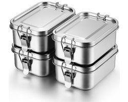 Roestvrijstalen Bentobox Set - 4 stuks, 550 ml, Lekbestendig en Herbruikbaar, Ideaal voor Lunch op Werk of School