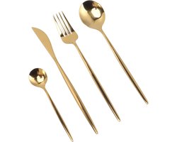 Roestvrijstalen Bestekset Food Grade Duurzaam Hittebestendig Servies voor Restaurant - GOLD - Hoge Kwaliteit Magnetrondoosje