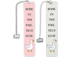 Roestvrijstalen Bladwijzers - Silly Goose Patroon - 2 Stuks