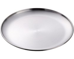 Roestvrijstalen Borden - 30 cm RVS Platen - 1 Stuks - Geborsteld Metaal Ontwerp - Voor Camping en Keukengebruik - Zilverkleurig