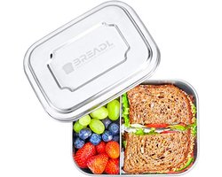 Roestvrijstalen broodtrommel met 2 vakken - Duurzame en veilige lunchbox voor kinderen en volwassenen