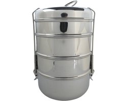 Roestvrijstalen broodtrommel met 4 niveaus - Luchtdichte en lekvrije snackbox voor kantoor en buiten