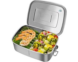 Roestvrijstalen Broodtrommel met Compartimenten - Lekvrije Lunchbox voor School en Kantoor